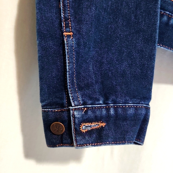 Calvin Klein Blue Denim Jean Button Up Jacket Metallic Stitching Women's Large - Picture 3 of 11
